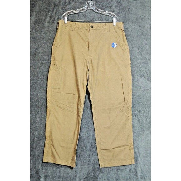 Carhartt Dk.Khaki Lighthouse Twill Loose Original Fit Work‎ Pants Sz. 38x32 - Picture 1 of 9
